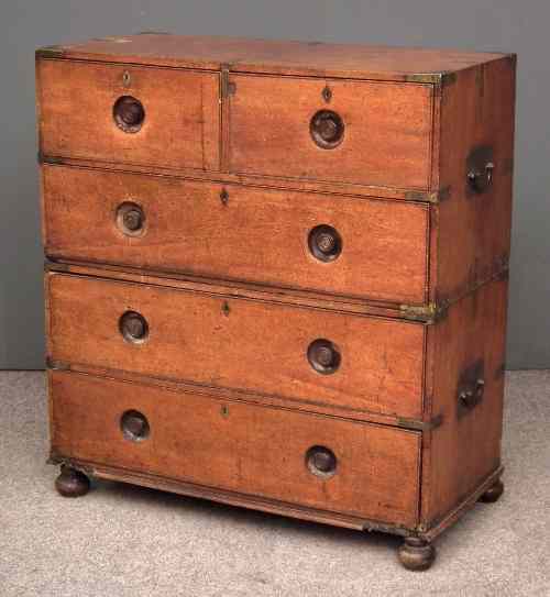 Appraisal: A th Century Anglo Indian brass bound teak military chest