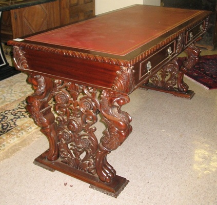 Appraisal: GEORGE IV STYLE MAHOGANY WRITING TABLE having a flat rectangular