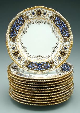 Appraisal: Coalport Tiffany service plates set of with elaborate raised gilt