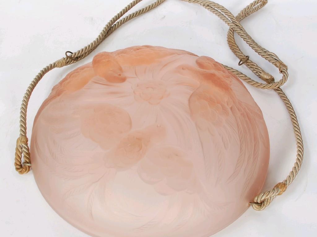 Appraisal: 's ENGLISH MOULDED PALE PUCE TINTED GLASS CEILING LIGHT SHADE