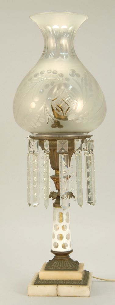 Appraisal: SANDWICH GLASS CO ASTRAL LAMP th CenturyWith exceptional cut and