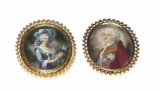 Appraisal: Two Portrait Miniatures on Vellum one depicting Marie Antoinette the