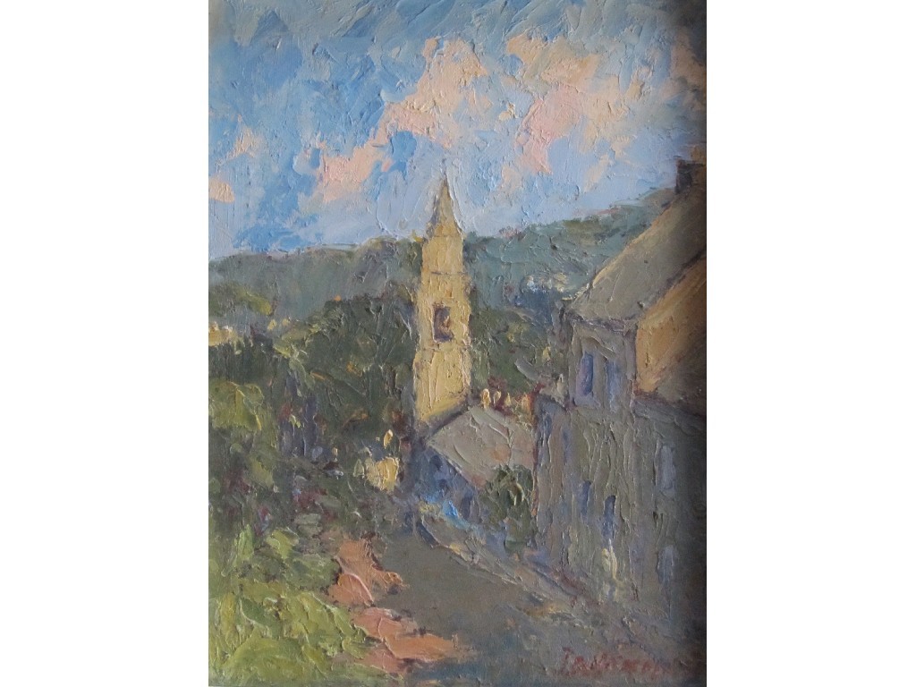 Appraisal: JOSEPH D HENDERSON Oil on board 'Montgomery Street Eaglesham' signed