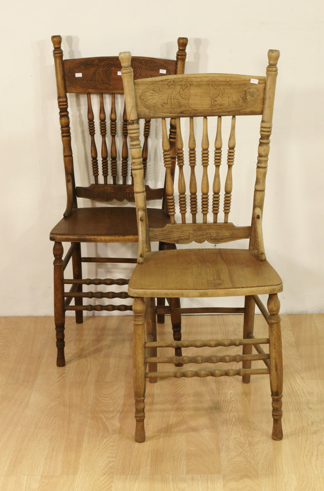 Appraisal: A pair of Edwardian style pine chairs