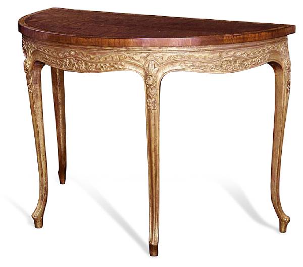 Appraisal: A George III style mahogany and giltwood console table in