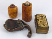 Appraisal: Two Chinese bone snuff bottles one missing stopper together with