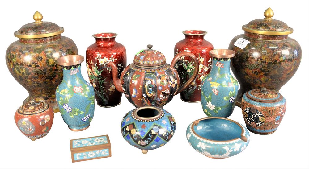 Appraisal: Twelve Piece Cloisonne Group to include two pairs of Chinese