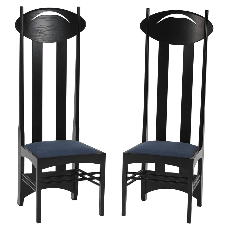 Appraisal: Charles Rennie Mackintosh - Pair of Black Lacquered Argyle Chairs