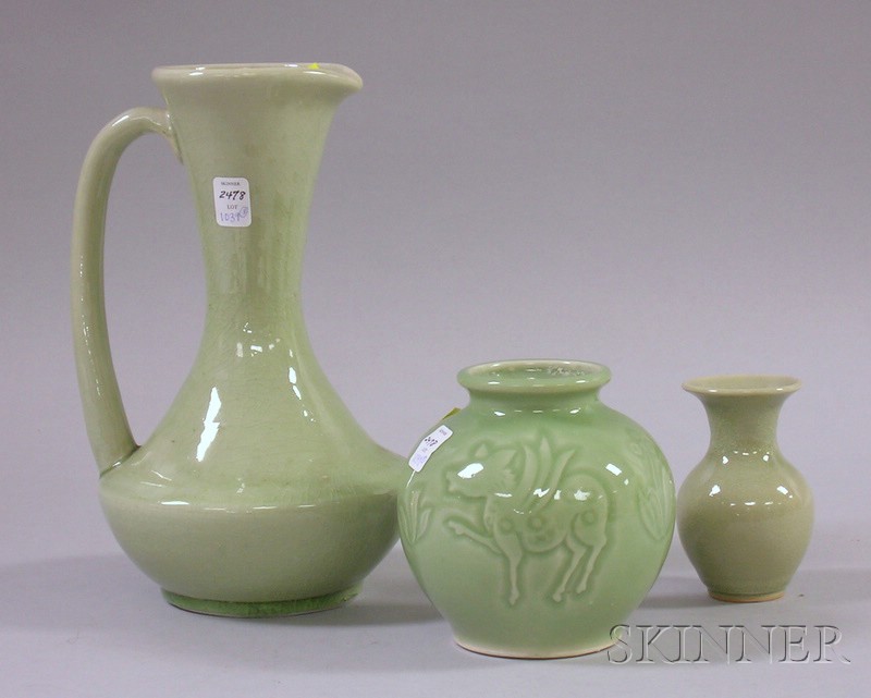 Appraisal: Three Pieces of th-century Celadon Porcelain including a small vase