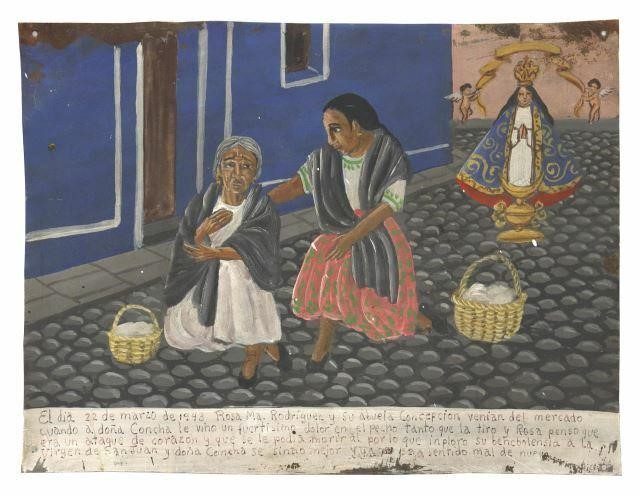 Appraisal: Unframed oil on tin ex-voto Mexico th c offered to