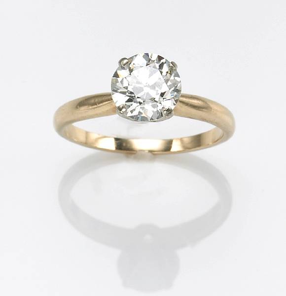 Appraisal: A diamond and k gold solitare ring European-cut diamond weighing