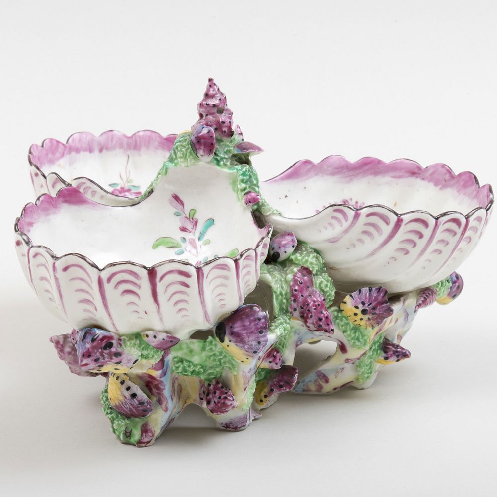 Appraisal: Bow Porcelain Scallop Form Sweetmeat Dish in high Property from