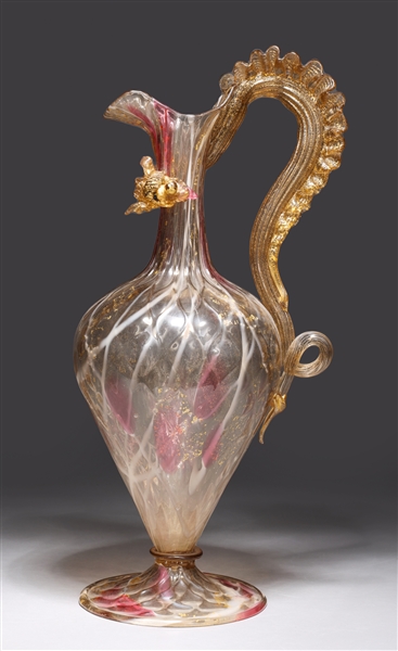 Appraisal: Antique th century latticino hand-blown glass ewer attributed to Artisti