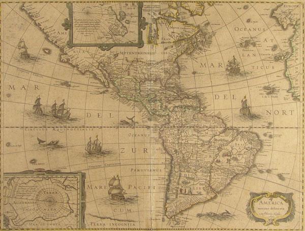 Appraisal: HONDIO AMERICA NOVITER DELINEATA MAP Features North South America coast