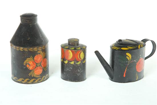 Appraisal: THREE PIECES OF TOLE American nd quarter- th century Original