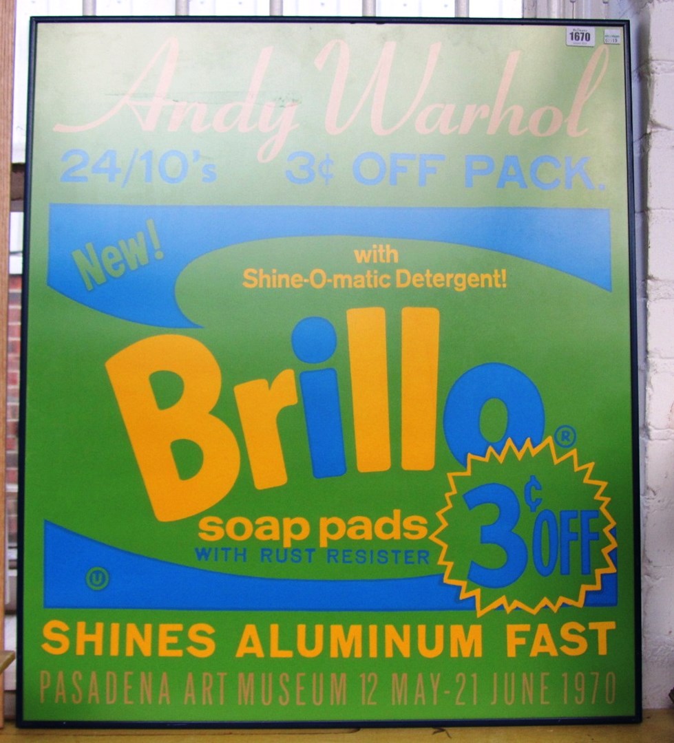 Appraisal: After Andy Warhol Brillo poster framed and glazed cm x