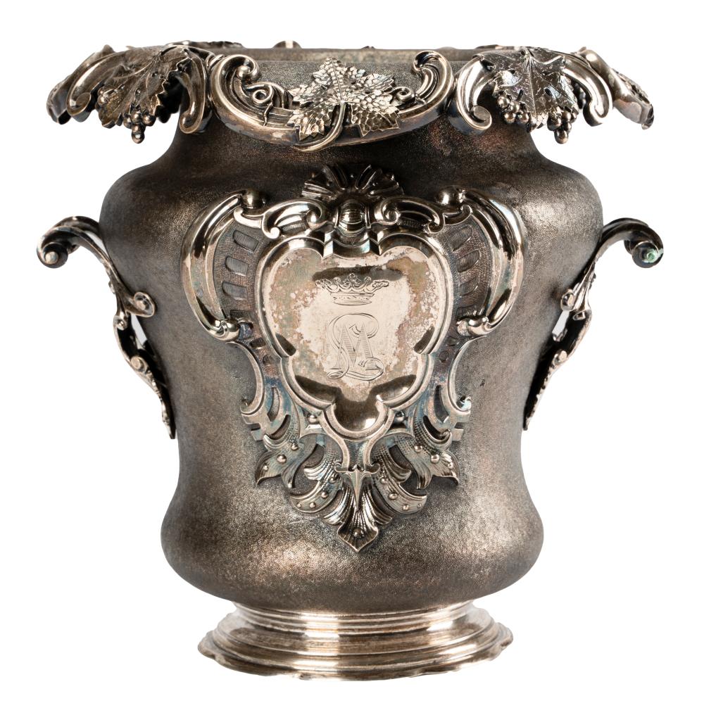 Appraisal: AUSTRIAN SILVER URN - hallmarked for Vienna loth monogrammed LM