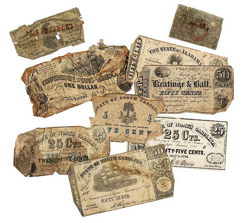 Appraisal: Over Pieces of Southern Currency group of obsolete Southern banknotes