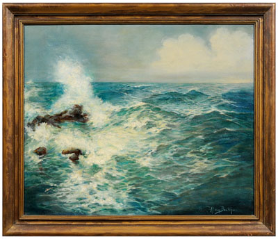 Appraisal: Painting by H von Boutoma seascape with waves crashing against