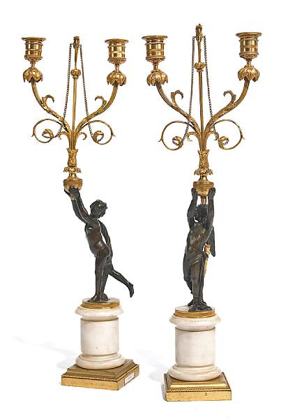 Appraisal: A pair of Louis XVI style gilt patinated bronze and