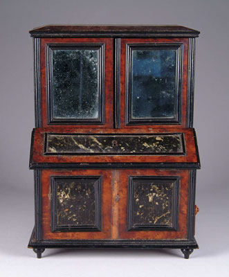 Appraisal: INTERESTING SLANT FRONT CABINET Creative design features side drawer hidden