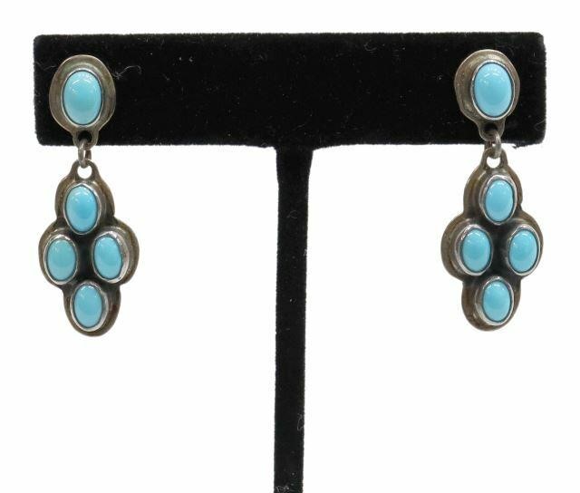 Appraisal: pair Native American sterling silver earrings signed Geneva J A