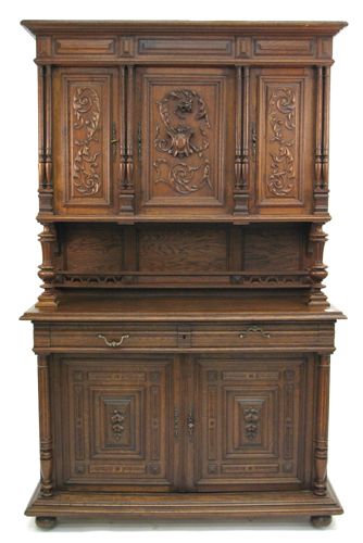 Appraisal: RENAISSANCE REVIVAL OAK COURT CUPBOARD French last quarter of the