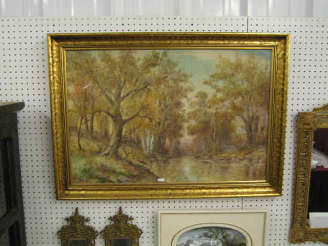 Appraisal: Geoff Flavelle Watercolor Autumn landscape with trees well listed artist