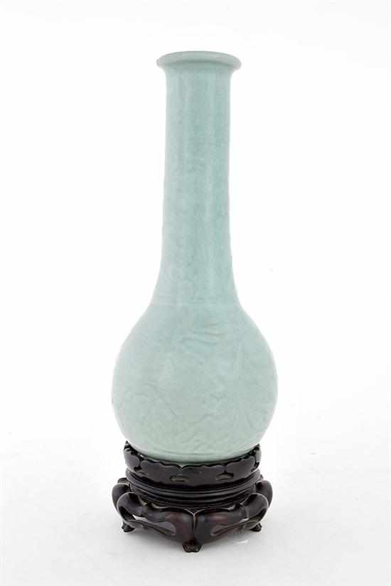 Appraisal: Chinese celadon vase on stand probably Song Dynasty circa -