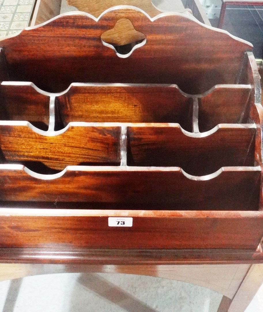 Appraisal: A th century hardwood letter rack together with four various