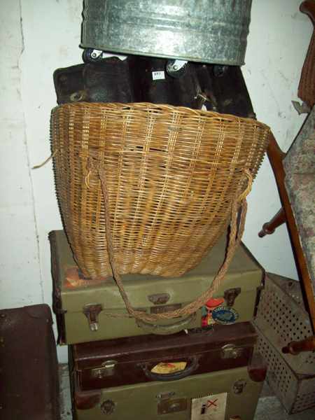 Appraisal: THREE 'S SUITCASES ONE CANE BASKET AND THREE UNUSUAL DOCTORS