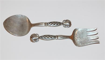 Appraisal: Georg Jensen Sterling Silver Salad Serving Fork and Spoon Estimate