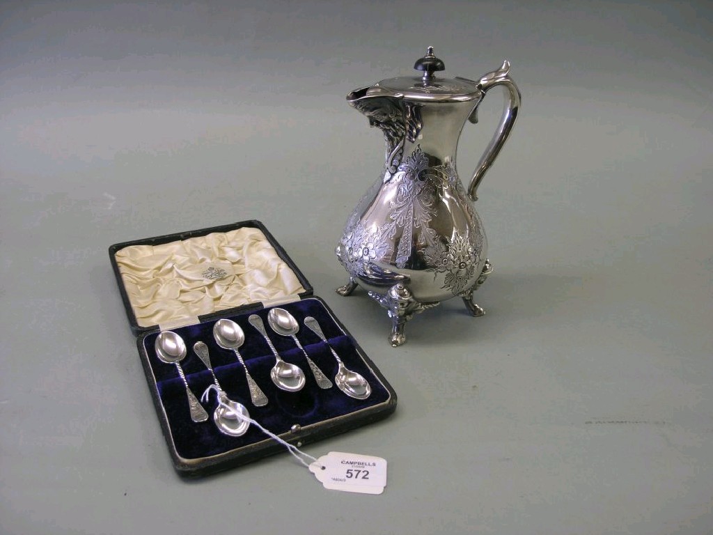 Appraisal: A set of six engraved silver coffee spoons Birmingham in