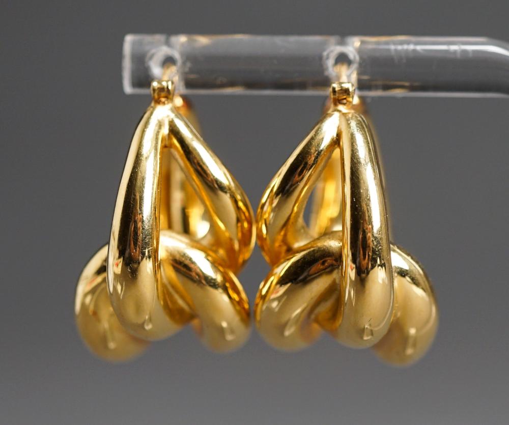 Appraisal: Pair of -Karat Yellow-Gold Hoop Pierced Earrings dwt L in