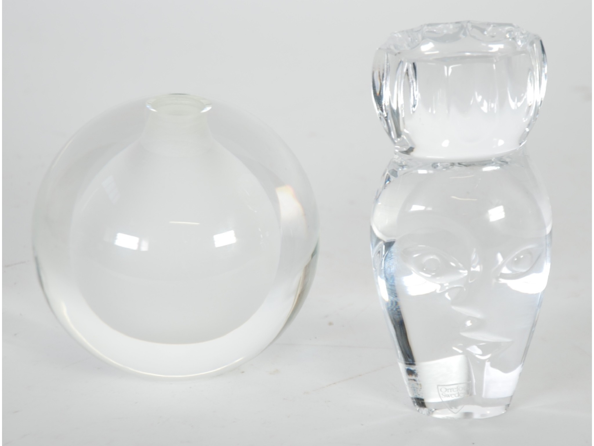 Appraisal: ORREFORS 'SADAH' MOULDED GLASS ORNAMENT modelled as a stylised head