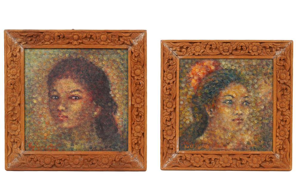 Appraisal: TWO I GUSTI NYOMAN GEDE PORTRAIT PAINTINGSI Gusti Nyoman Gede