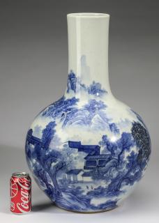 Appraisal: Large Chinese landscape vase Qianlong mark h Large Chinese blue