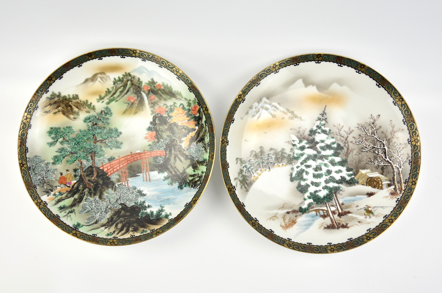 Appraisal: one Japanese Kutani charger painted with Winter scenery depicting mountains