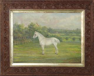 Appraisal: J P Mackenna White Horse oil on canvas J P