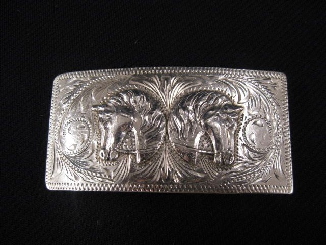 Appraisal: Sterling Silver Belt Buckle horse head decor X