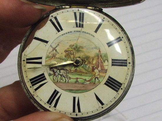 Appraisal: A SILVER PAIR CASE POCKET WATCH with enamelled dial showing