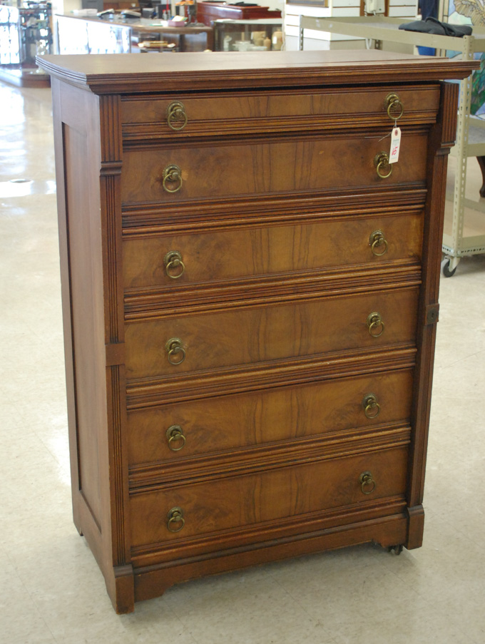 Appraisal: A VICTORIAN WALNUT LOCK-BAR CHEST American c having a rank