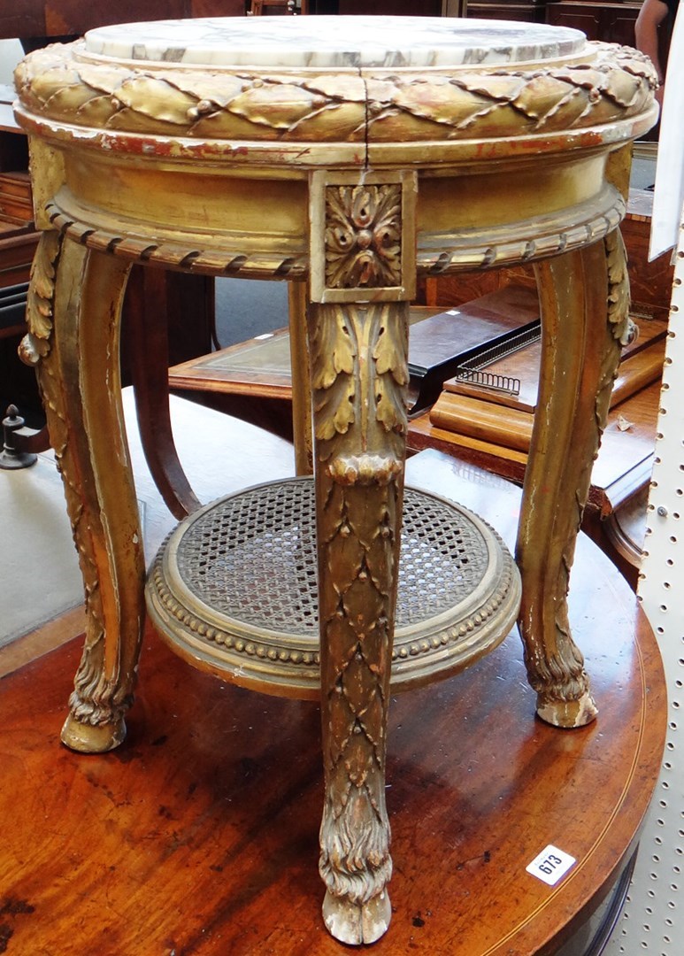 Appraisal: A Louis XV style jardiniere stand the circular marble top