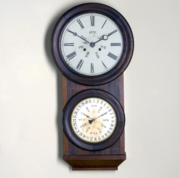 Appraisal: LEWIS CLOCK Calendar wall clock number double-dial made for L