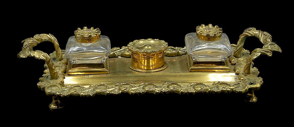 Appraisal: Gilt Bronze Inkwell Gilt Bronze Inkwell Packaging Insurance Handling And