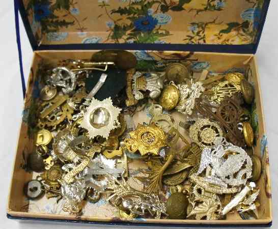 Appraisal: A good Collection of Military Cap Badges Buttons etc approx