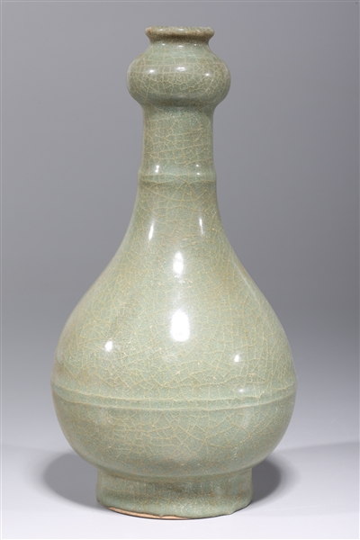 Appraisal: Chinese celadon glazed garlic mouth vase overall good condition H