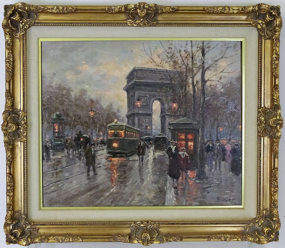 Appraisal: Jean Boyer b French Street Scene Oil Painting Jean Boyer