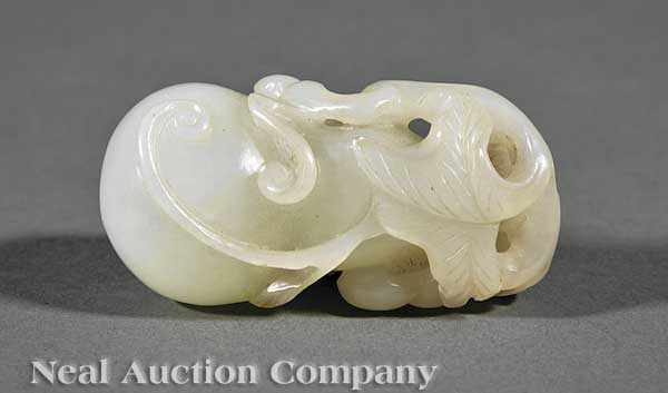 Appraisal: A Chinese White Jade Double Gourd Carving delicate openwork carving