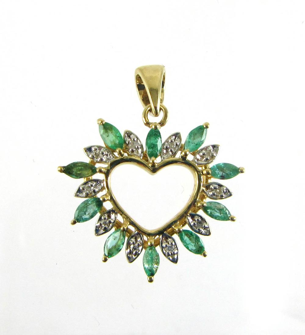 Appraisal: EMERALD DIAMOND AND FOURTEEN KARAT GOLD PENDANT The k yellow